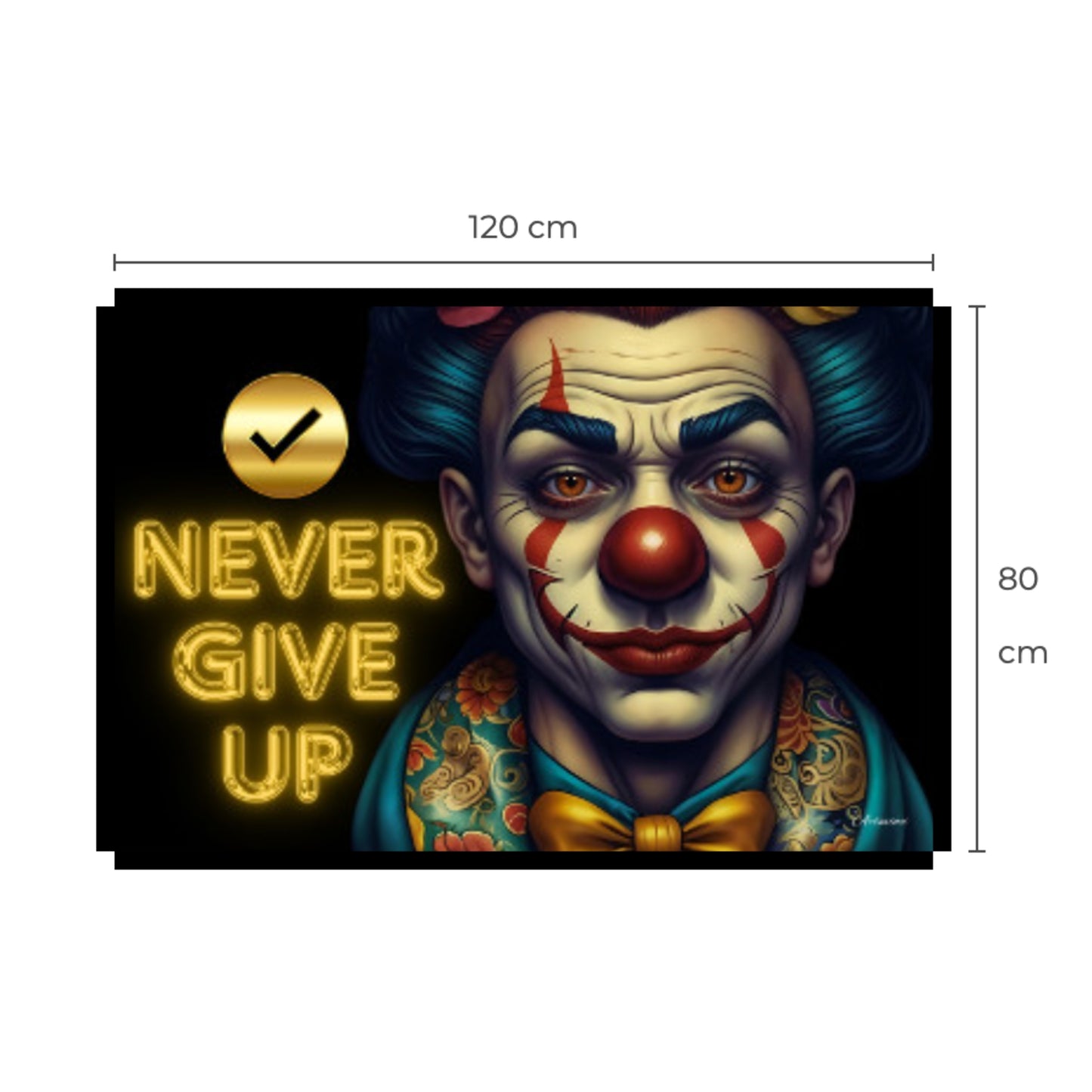 Never Give Up Clown Canvas Wall Art Print