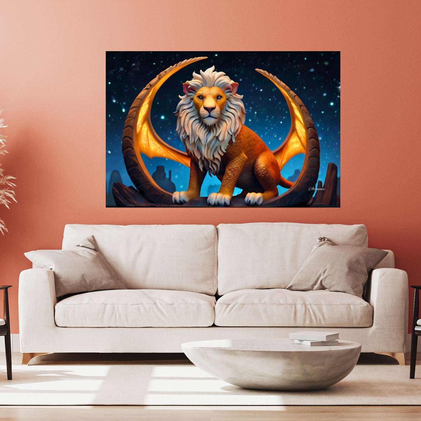 Winged Lion Mythical Creature Wall Art