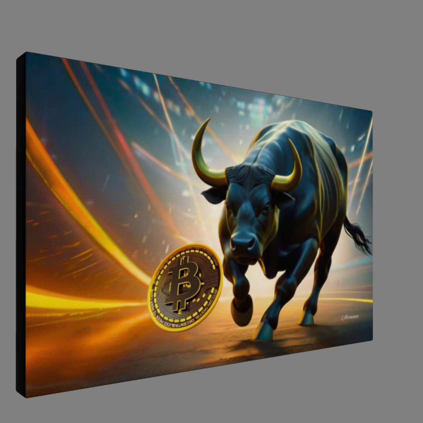 Bullrun Crypto Bull Bitcoin Canvas Art