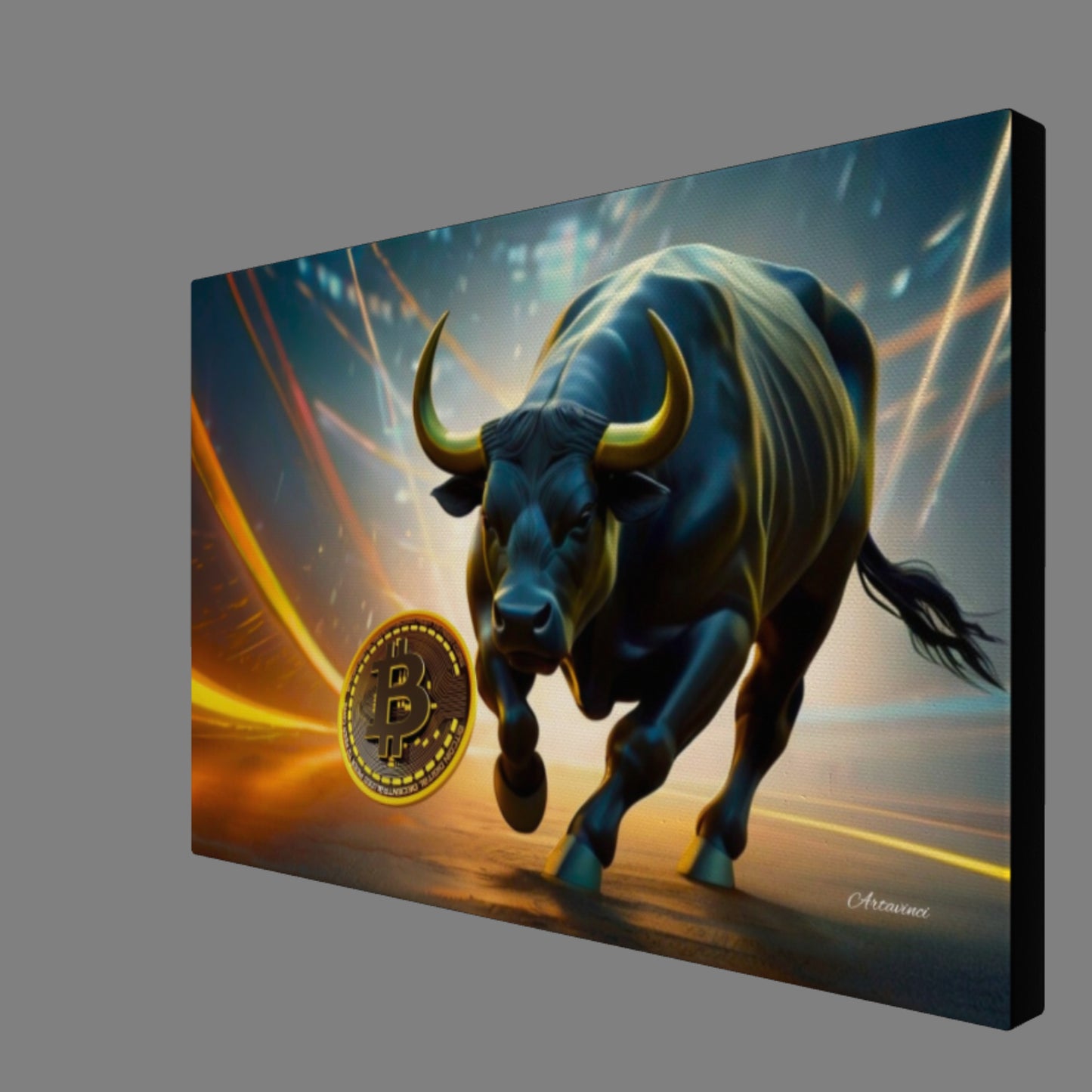 Bullrun Crypto Bull Bitcoin Canvas Art