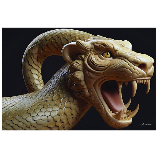 Hybrid Snake Lion Mythical Creature Canvas Art