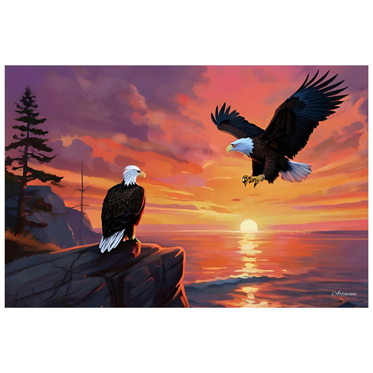 Two Eagles at Sunset Canvas Print