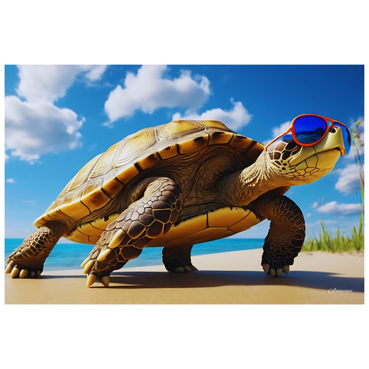 Summer Vibes Turtle in Sunglasses Canvas Art