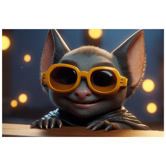 The Cute Bat in Orange Sunglasses Canvas Art