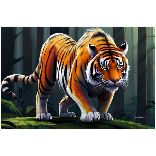 Tiger in The Jungle Canvas Art