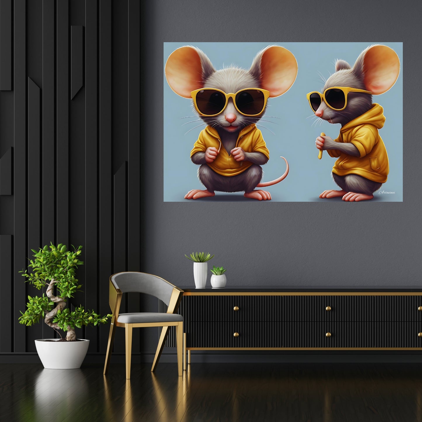 Two Tween Mice Brothers Canvas Art