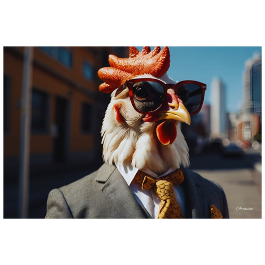 Rooster in a Suit wearing Sunglasses Canvas Art