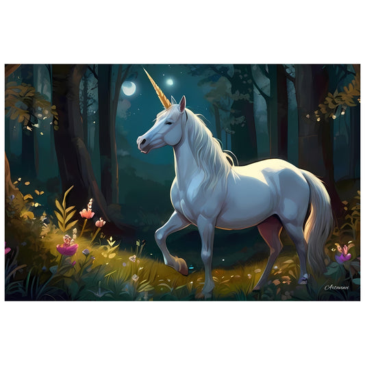 Unicorn at Full Moon Canvas Art