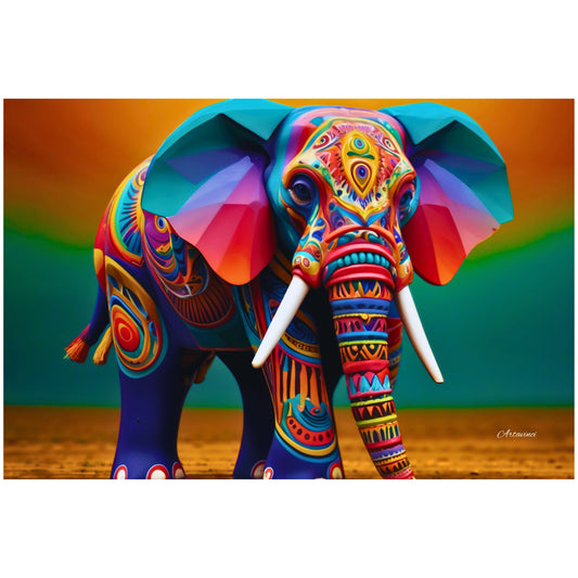 Multicolor Rainbow Elephant Canvas Art