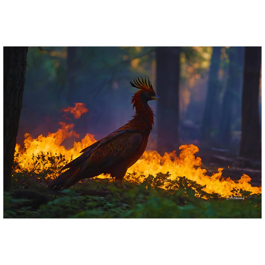 Fenix In Forest Fire Canvas Art