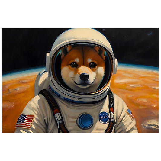 Shiba Inu Dog Astronaut Canvas Art