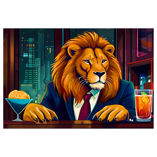 Lion Businessman Canvas Wall Art