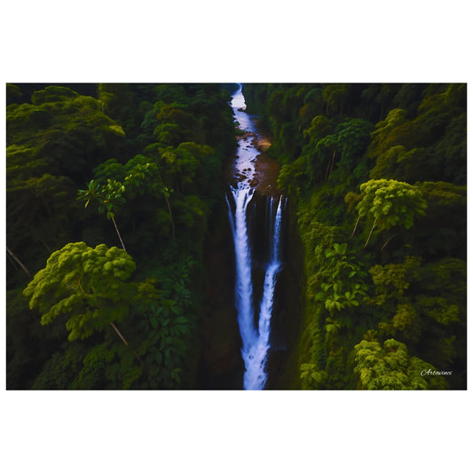 Green Forest Waterfall Canvas Art Print