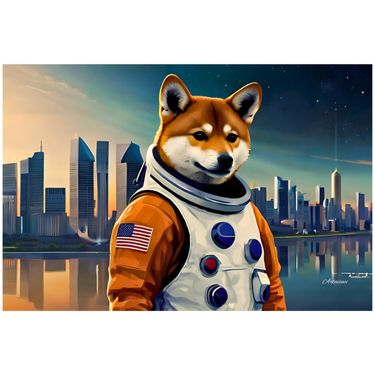 Shiba Inu Astronaut Dog Canvas Art