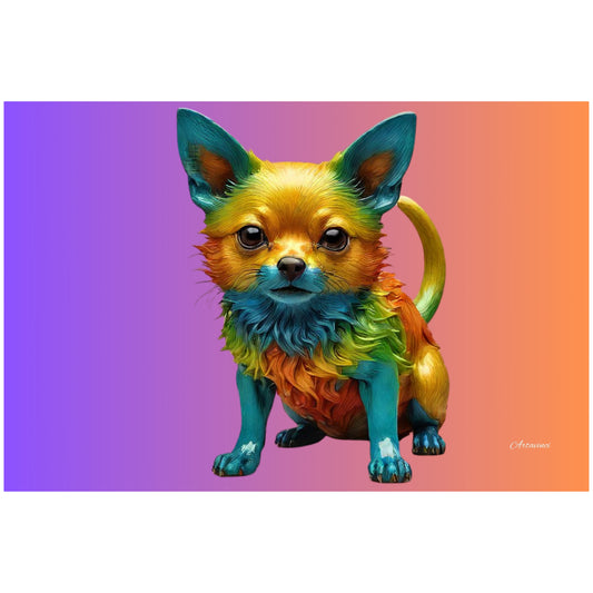 Rainbow Chihuahua Dog Canvas Art