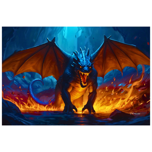 Fire Dragon With Wings Canvas Print