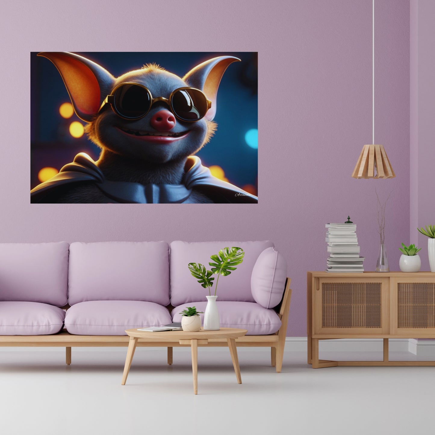 Adorable Bat In Futuristic Sunglasses Canvas Art