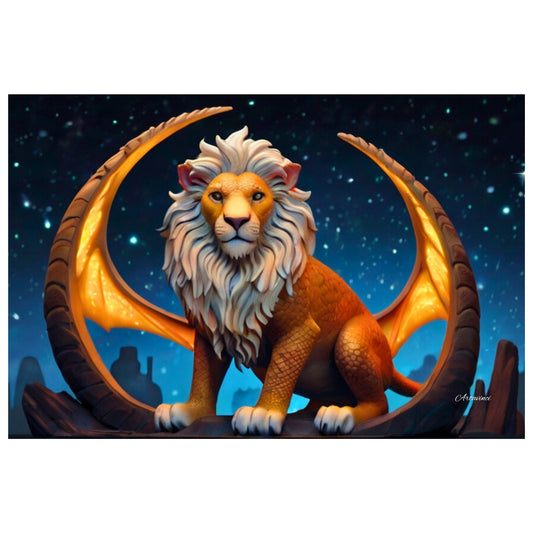 Winged Lion Mythical Creature Wall Art