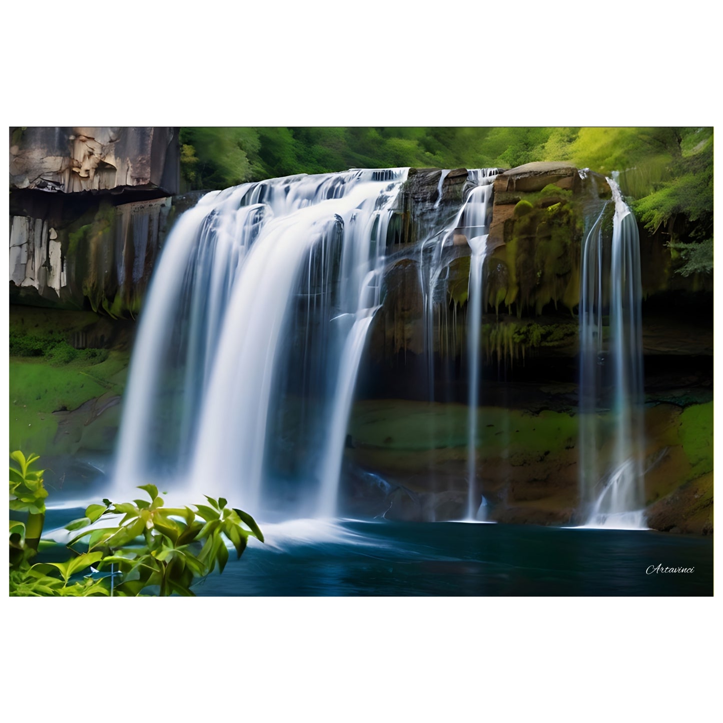 Waterfall in The Forest Canvas Wall Art