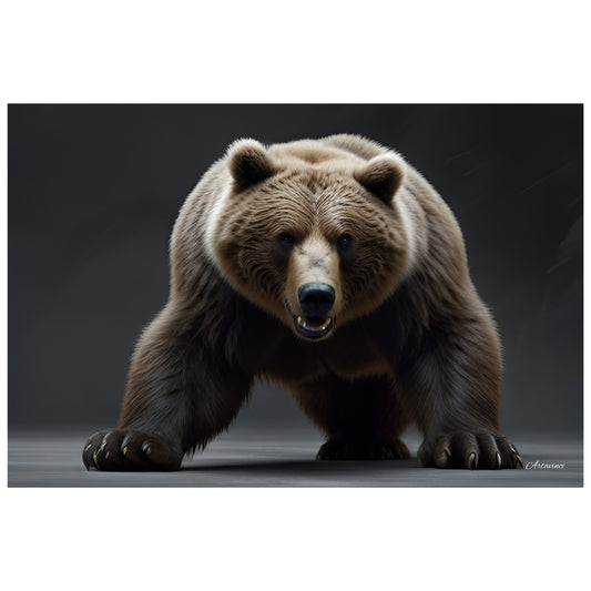 Large Angry Bear Canvas Art