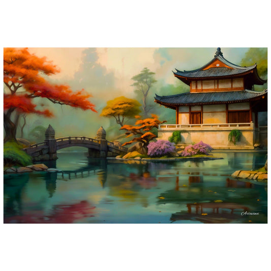 Traditional Chinese House in the Forest Canvas Print