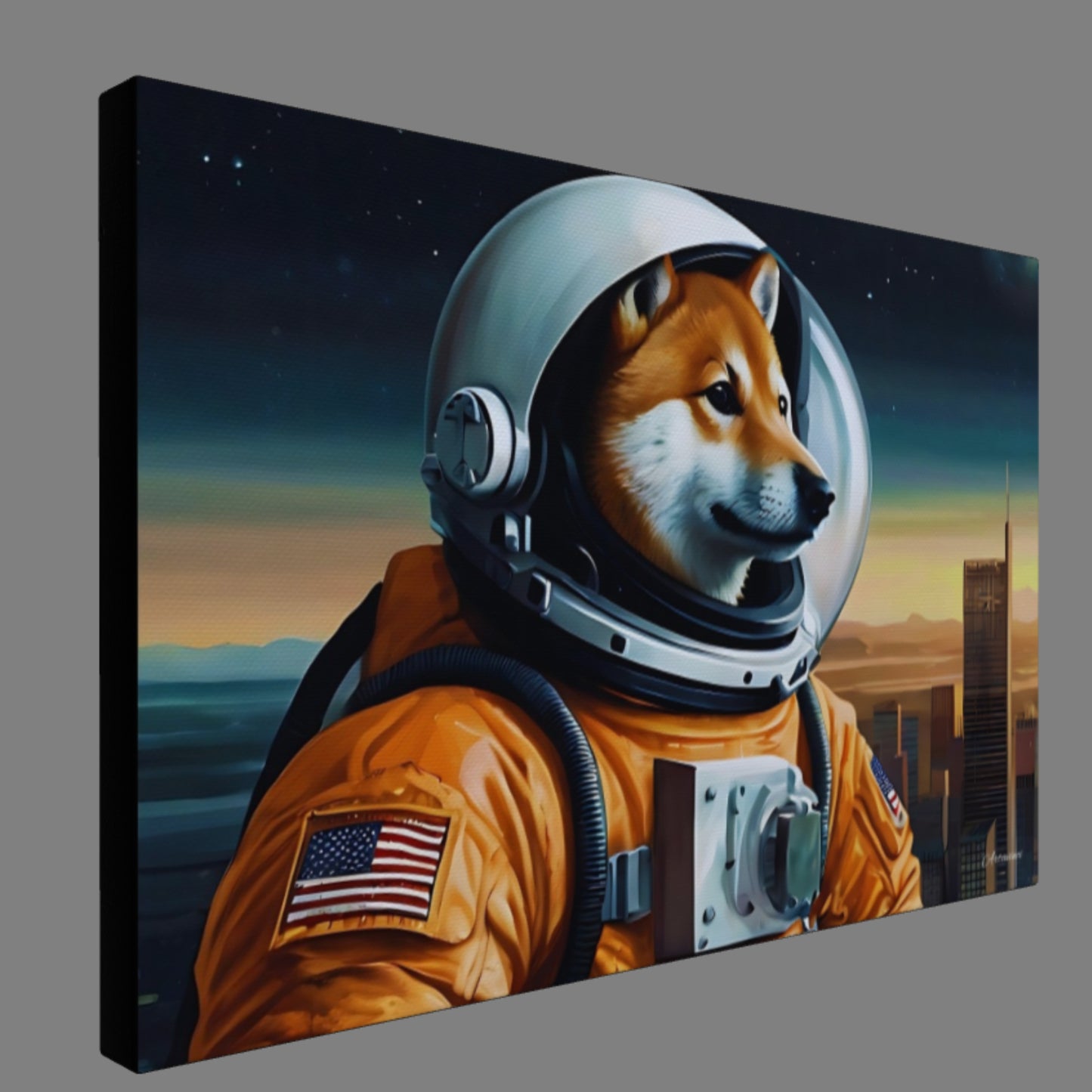 Shiba Inu Astronaut Canvas Art