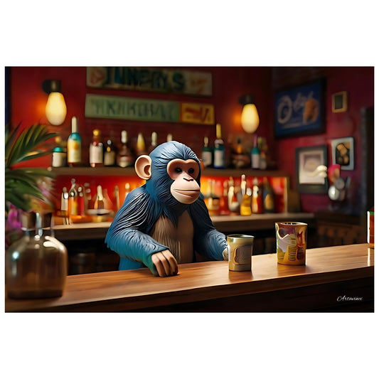 Monkey Barista Bartender Canvas Art