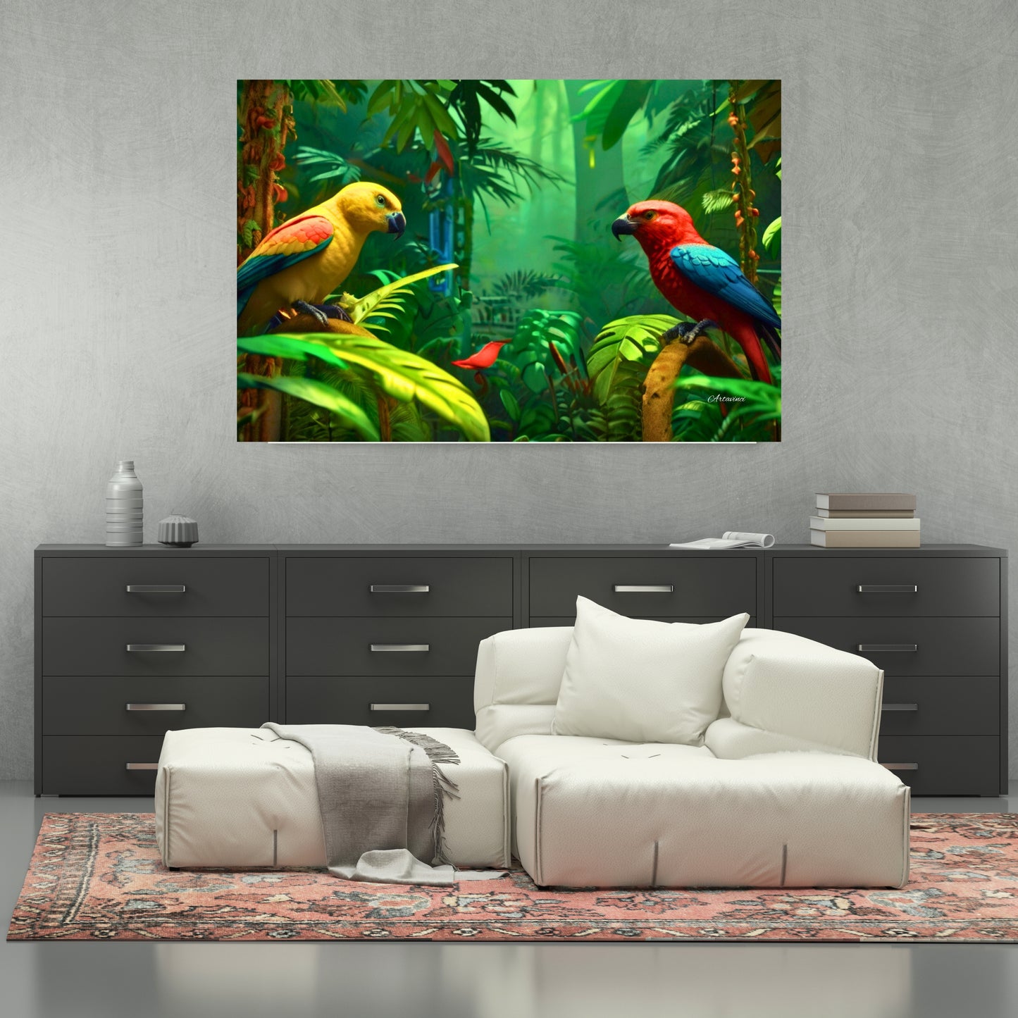 Forest Parrots Canvas Wall Art