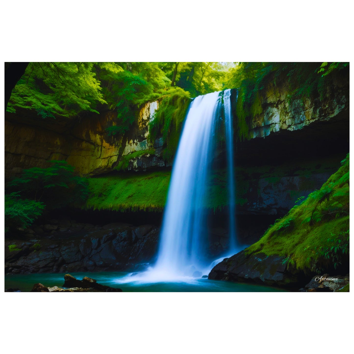 Waterfall in the Forest Canvas Art Print