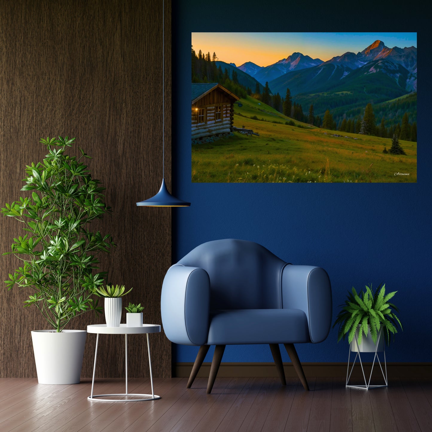 Countryside Mountain House Canvas Art Print