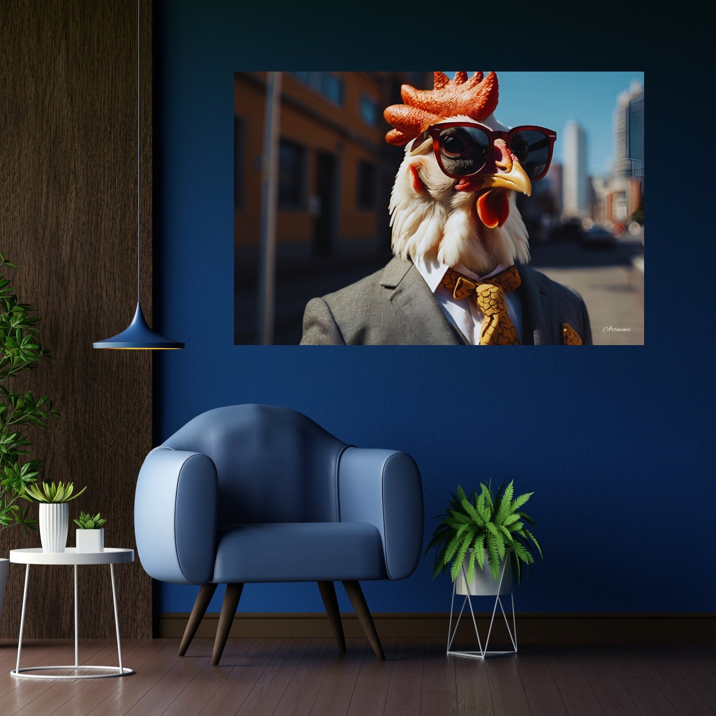 Rooster in a Suit wearing Sunglasses Canvas Art