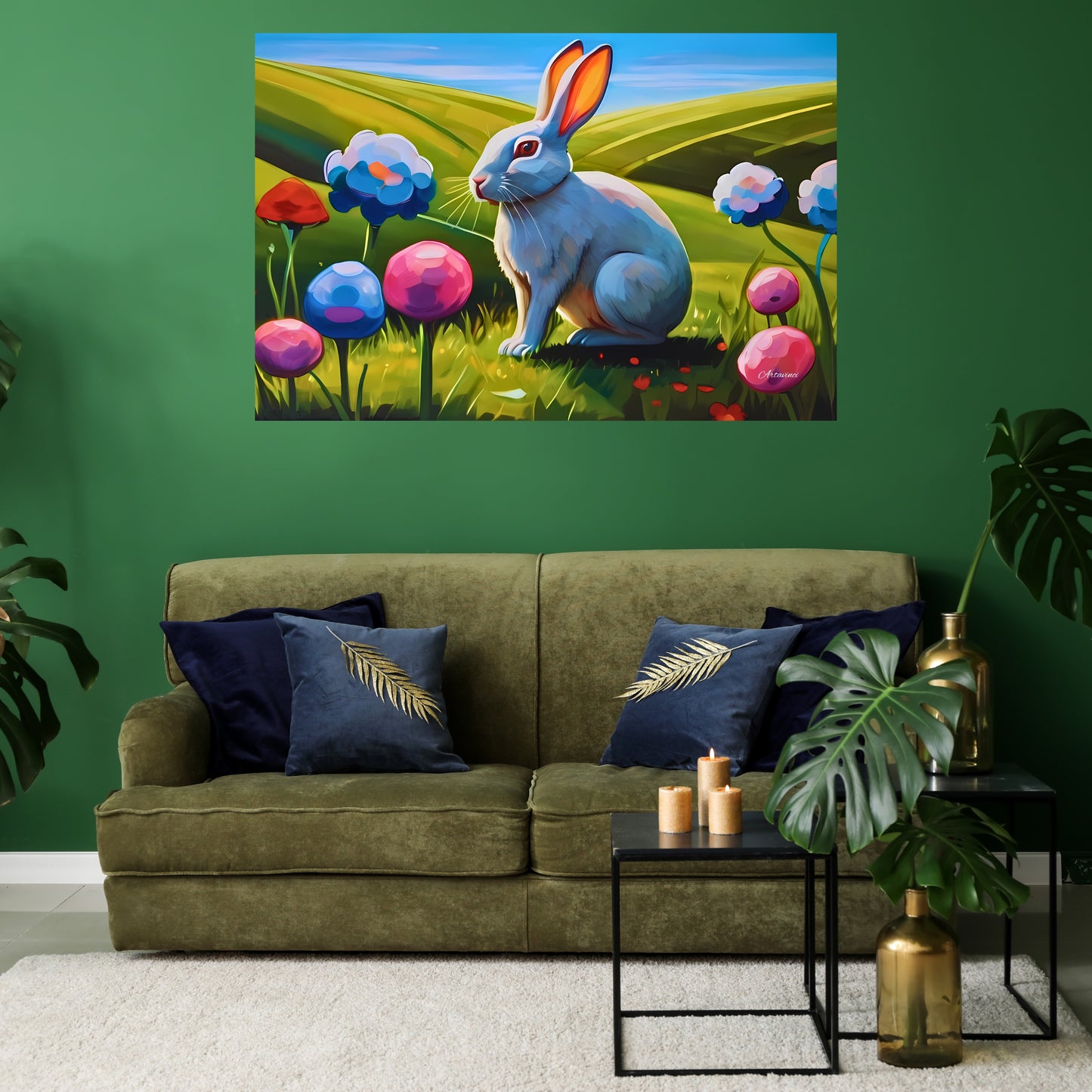 White Rabbit Canvas Wall Art