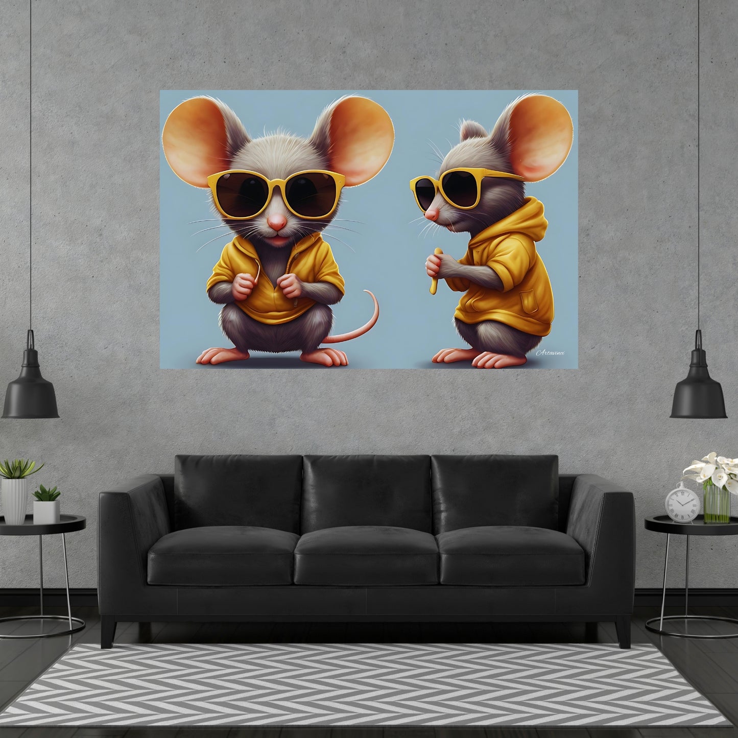 Two Tween Mice Brothers Canvas Art