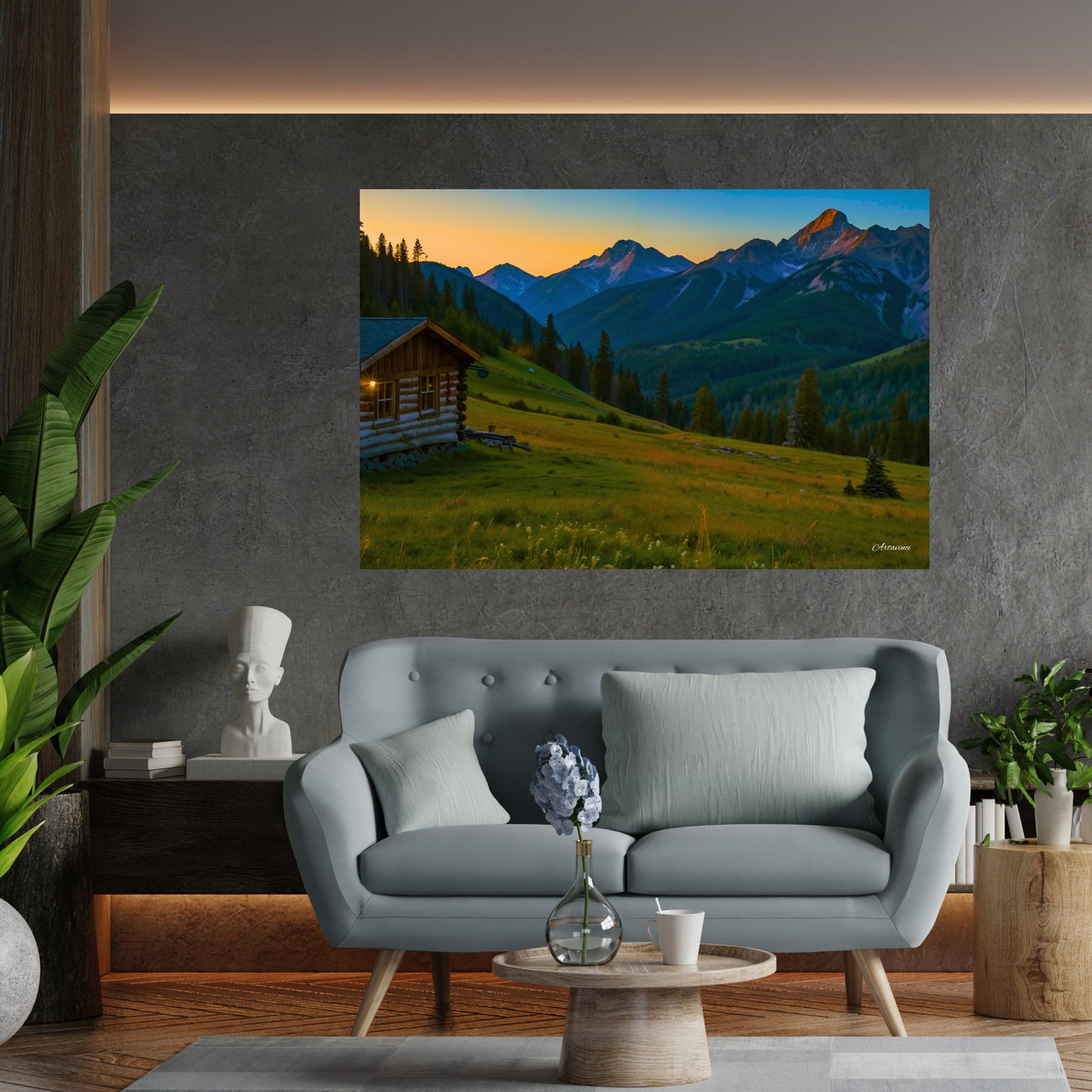 Countryside Mountain House Canvas Art Print