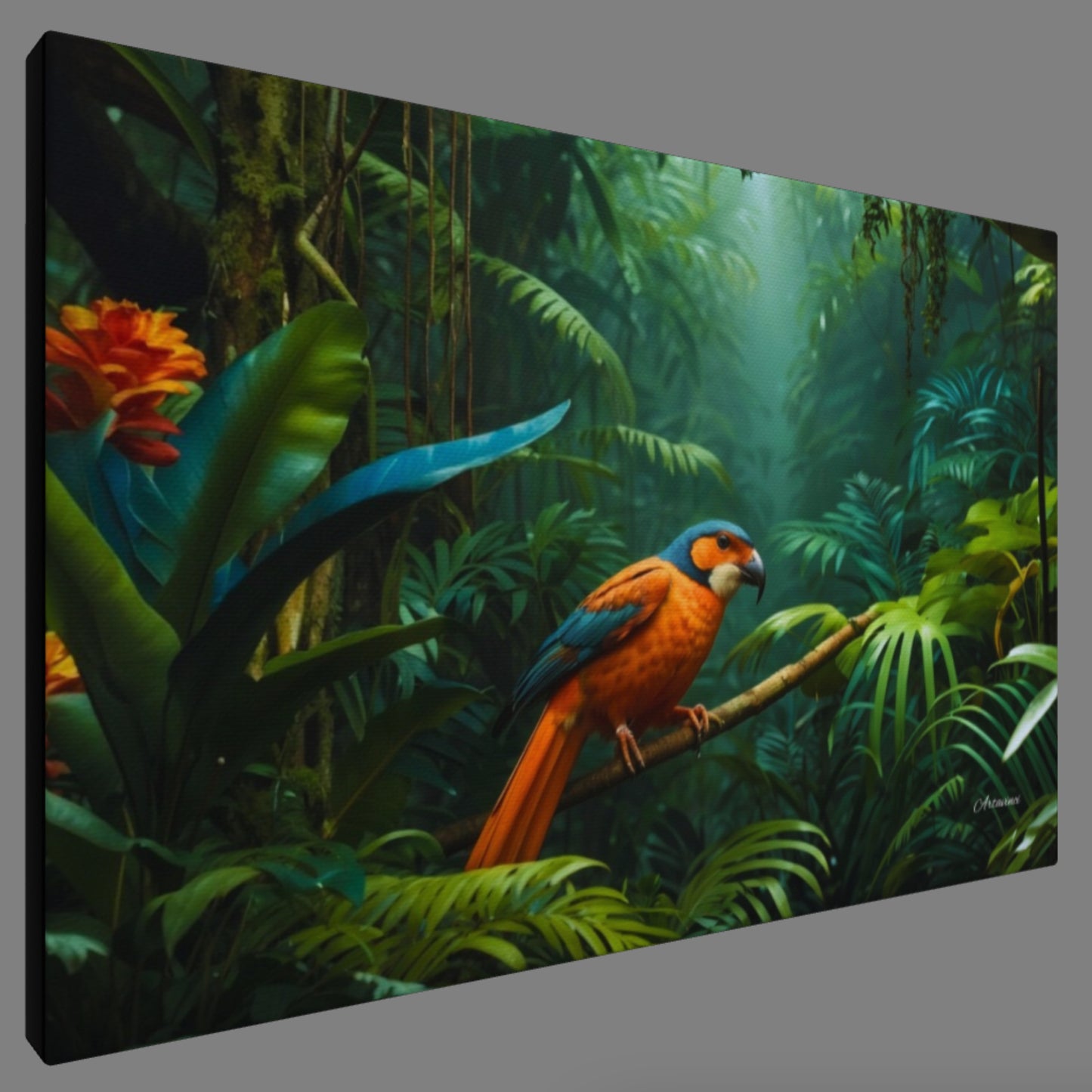 Parrot In Jungle Canvas Print