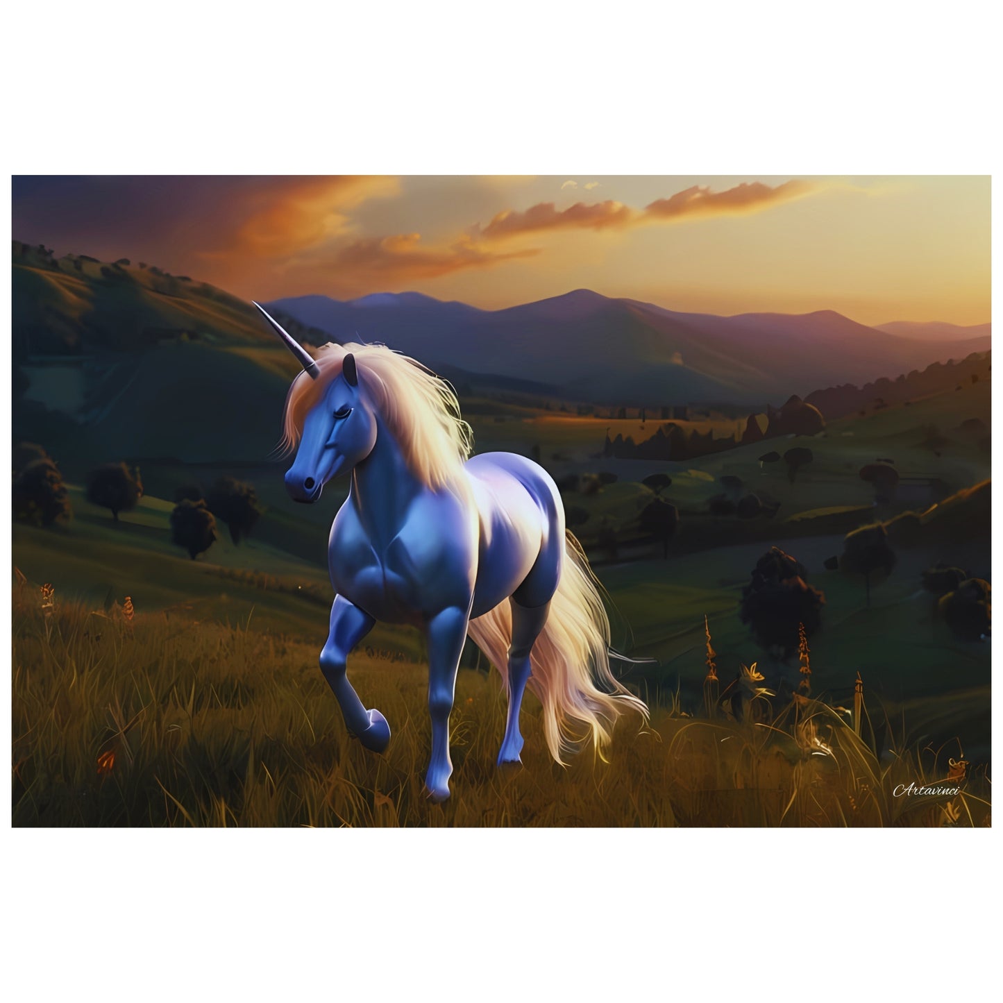 Unicorn Canvas Art: Majestic Mountain Sunset