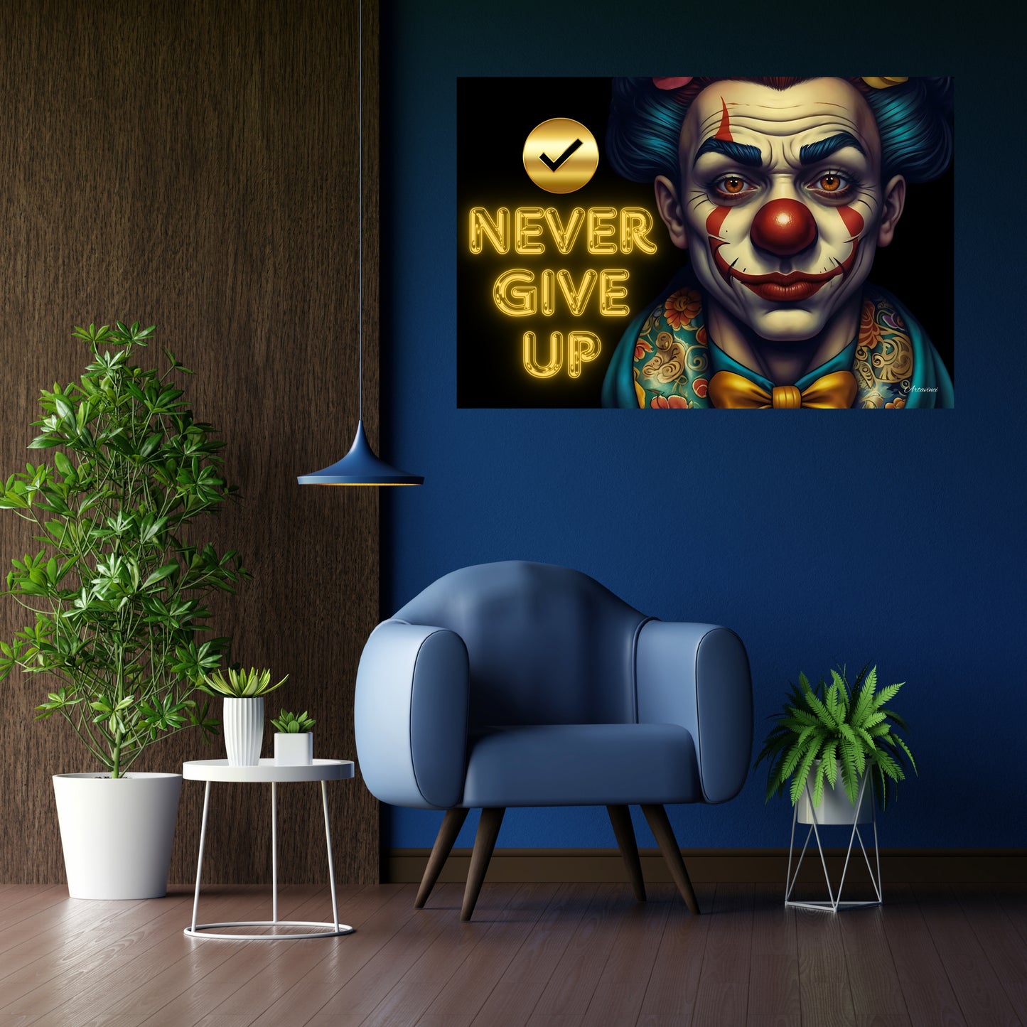 Never Give Up Clown Canvas Wall Art Print