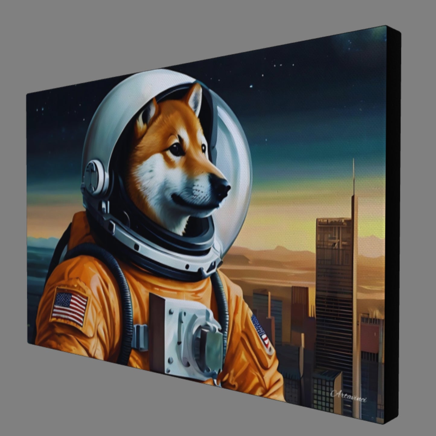 Shiba Inu Astronaut Canvas Art