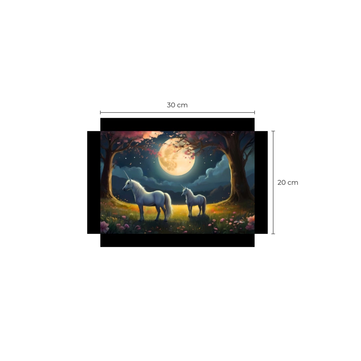 Two White Unicorns Standing in Forest Full Moon Canvas Art