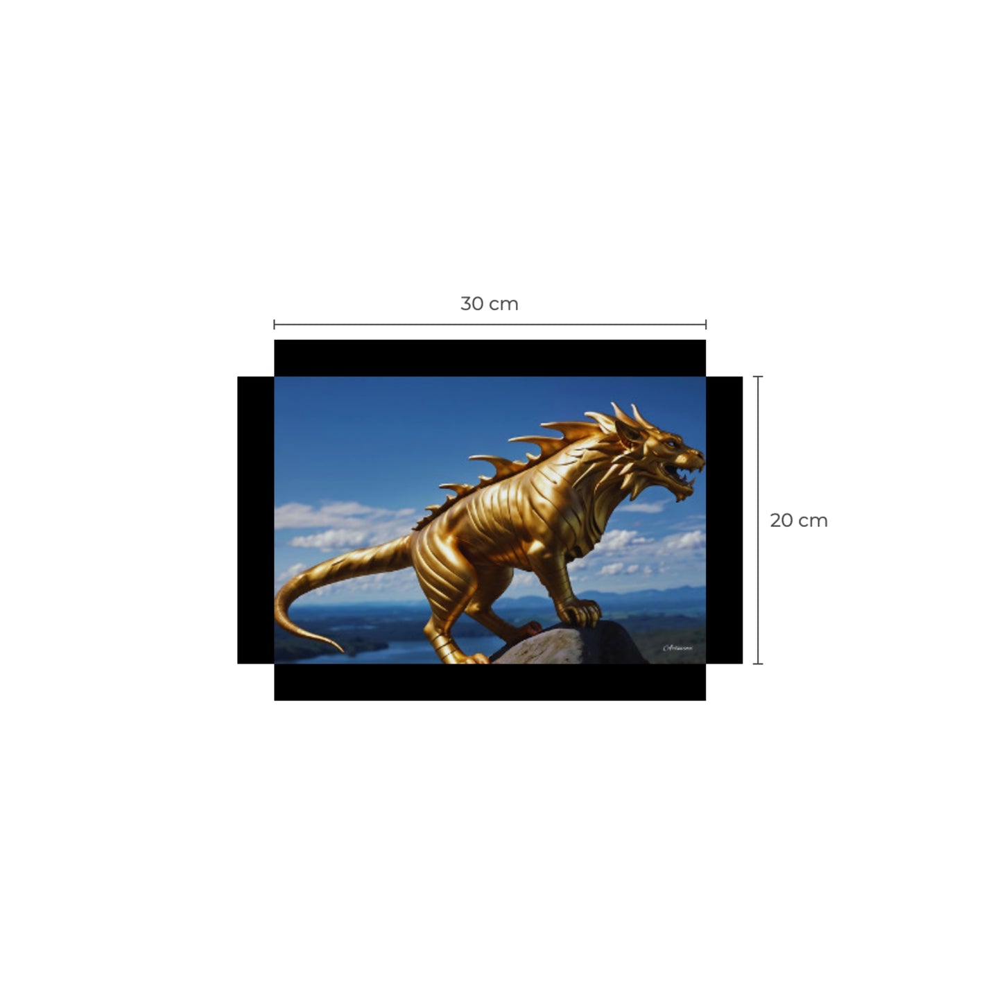 Golden Lion Dragon Mythical Creature Canvas Art Print