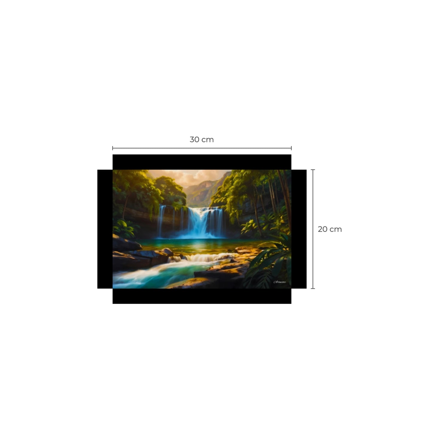 Nature Waterfall Forest Paradise Canvas Wall Art Picture Framed Print