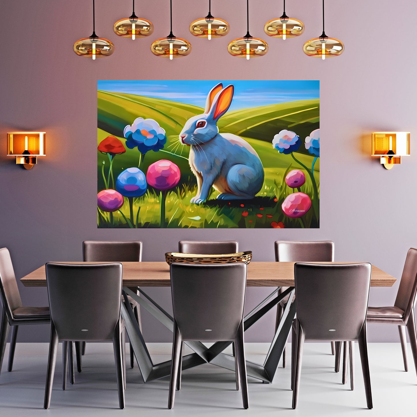 White Rabbit Canvas Wall Art