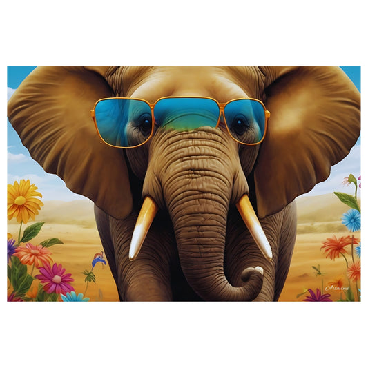 Elephant with Blue Sky Sunglasses Canvas Art