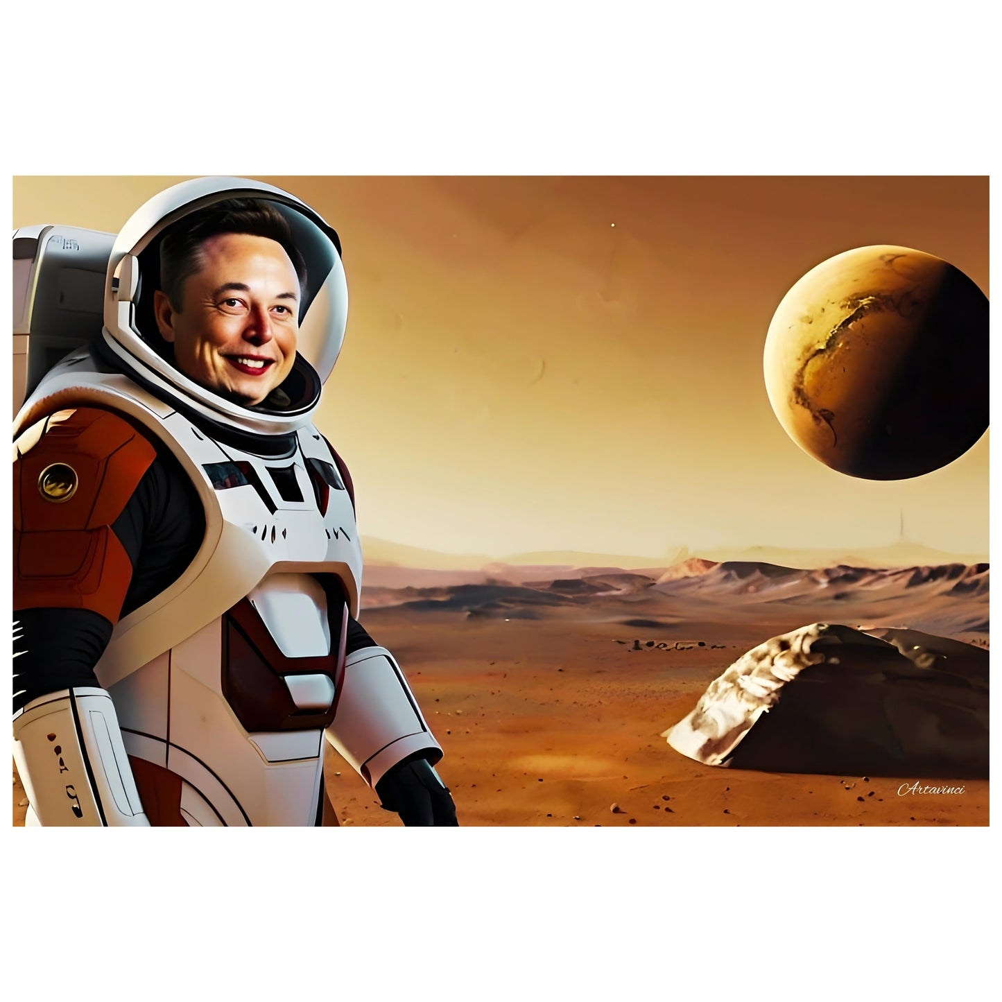 Elon Musk Astronaut in Space Canvas Art