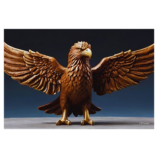 Wooden Eagle Statue Canvas Wall Art