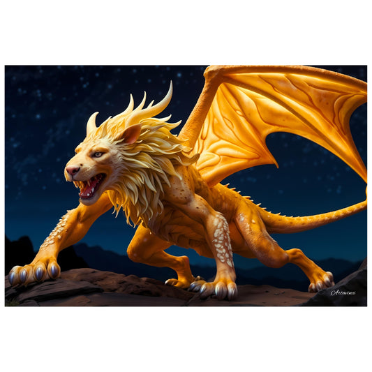 Griffin Mythical Lion With Wings Canvas Art Print