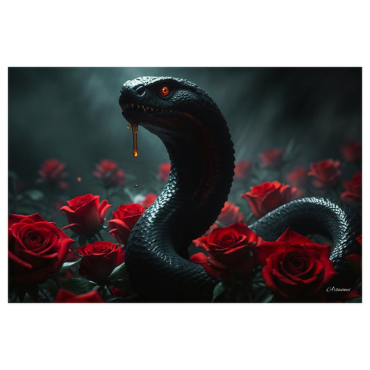 Snake on a Bed of Roses Canvas Art Print