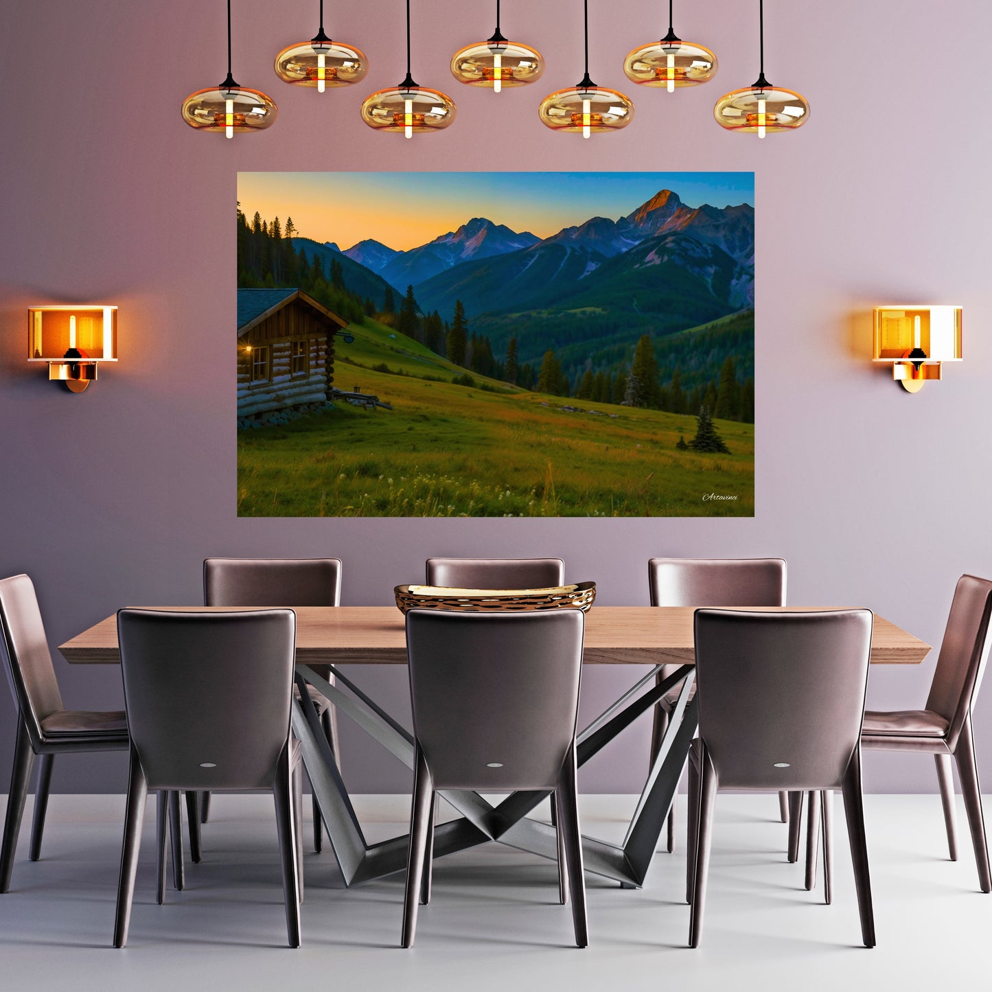 Countryside Mountain House Canvas Art Print