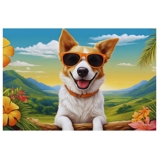 Cool Corgi Dog in Sunglasses Canvas Art