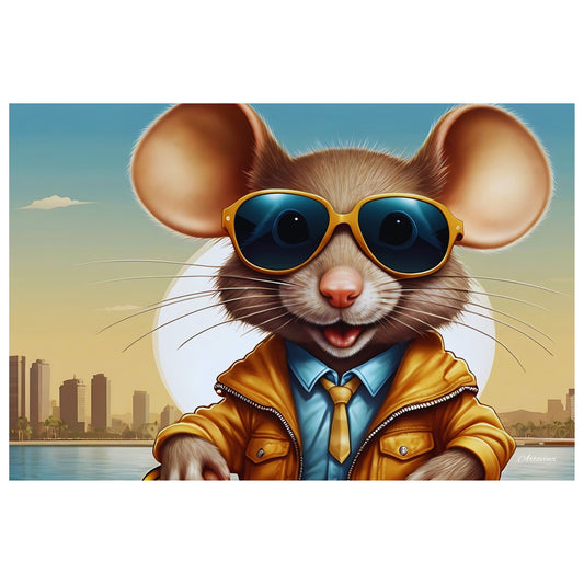 Brown Mouse with Sunglasses Canvas Art